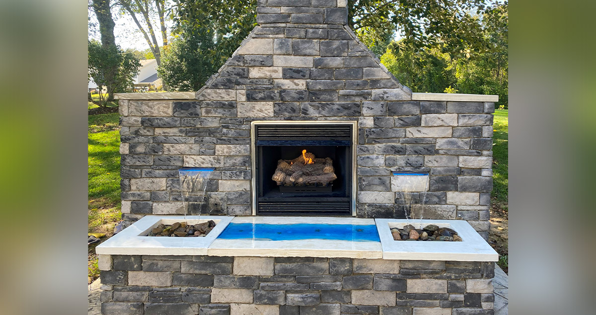 Outdoor Fireplace Waterfall Project by Tim at Menards®