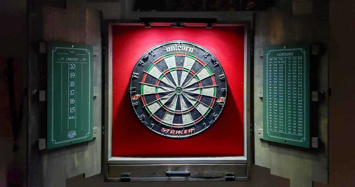 Dart board deals cabinets for sale