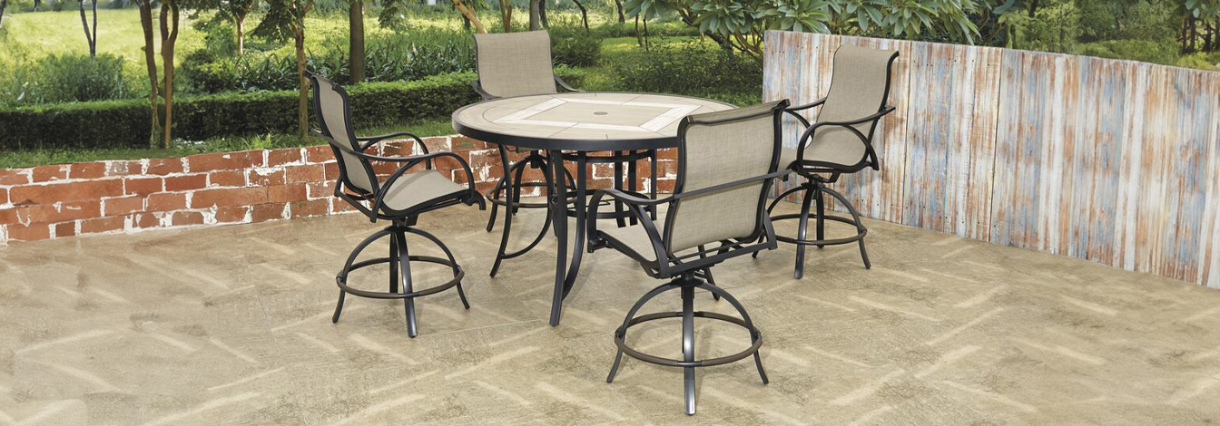 Backyard Creations Princeton Peak Brown 5 Piece High Dining Patio Set with Brown Fabric at Menards