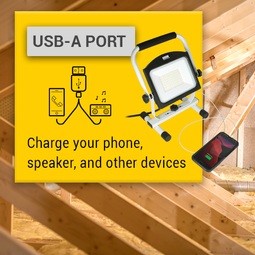 Smart Electrician 5 000 Lumen LED Portable Work Light with USB